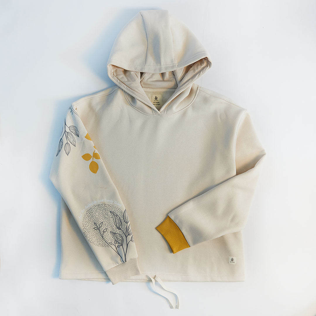 Floral Fusion - Womens White Hoodie