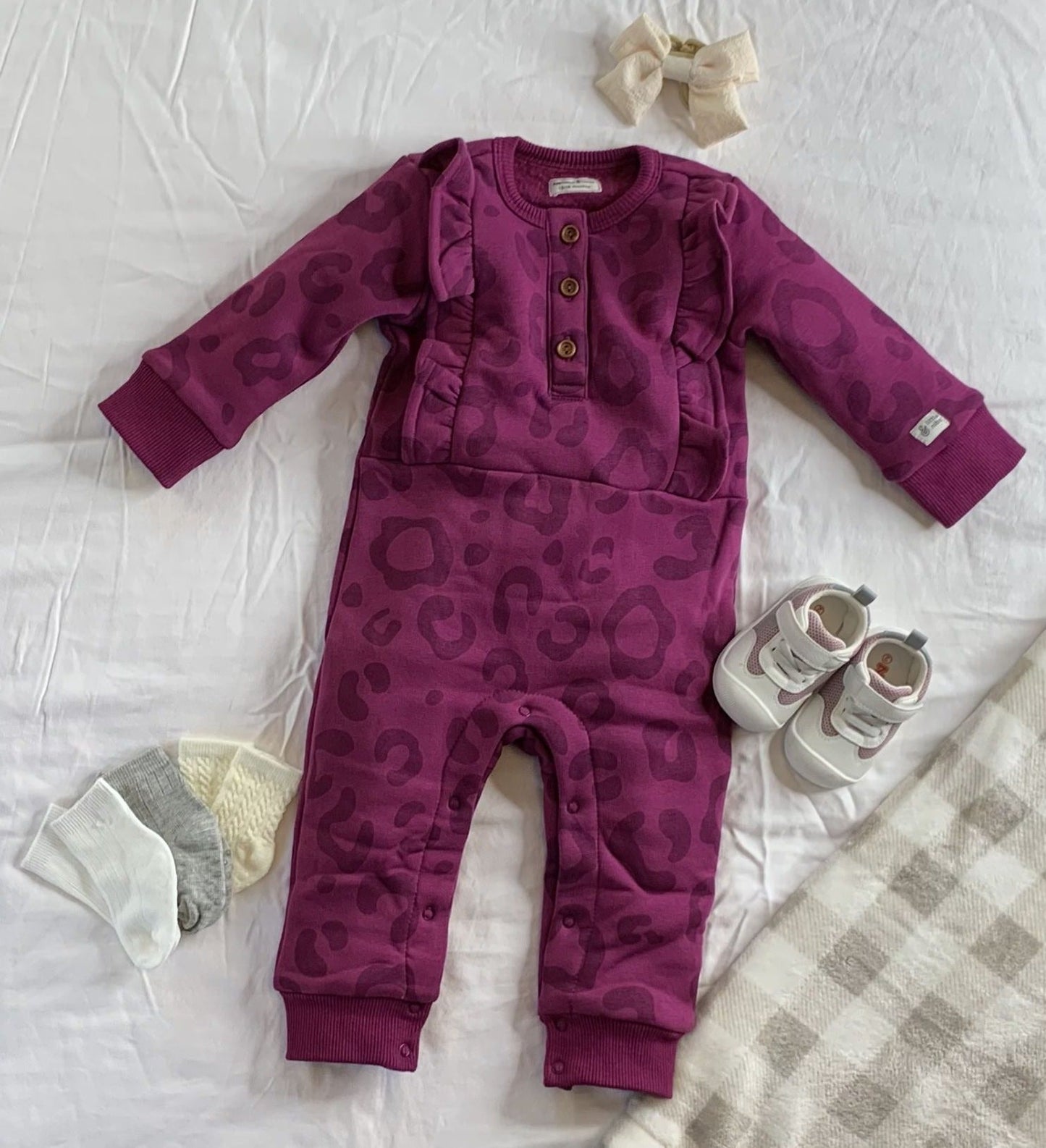 Funky Feline - Baby Girls Magenta Onesie