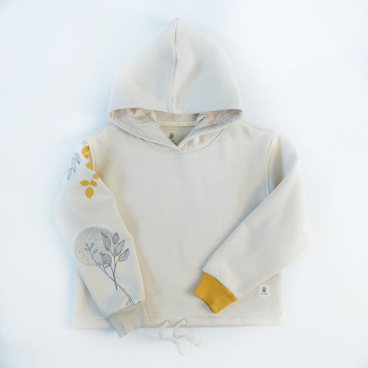 Floral Fusion - Girls White Hoodie